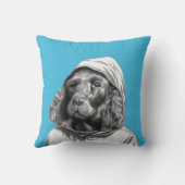 Cocker Spaniel in regenjas (Old-School Blue) Kussen (Achterkant)