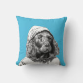 Cocker Spaniel in regenjas (Old-School Blue) Kussen (Voorkant)