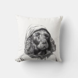 Cocker Spaniel in regenjas (sneeuw) Kussen