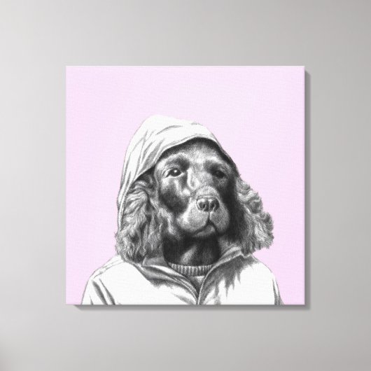 Cocker Spaniel in regenjas (Ume) Canvas Afdruk (Voorkant)