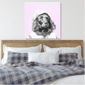 Cocker Spaniel in regenjas (Ume) Canvas Afdruk (Insitu (Slaapkamer))