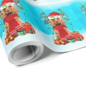 Cocker Spaniel in sneeuw met kerstcadeaus Cadeaupapier (Rol Hoek)