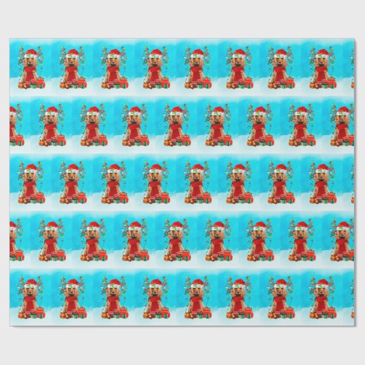 Cocker Spaniel in sneeuw met kerstcadeaus Cadeaupapier (Vlak)