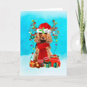 Cocker Spaniel in sneeuw met kerstcadeaus Kaart