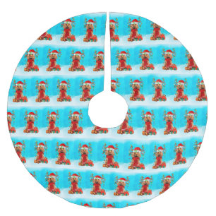 Cocker Spaniel in sneeuw met kerstcadeaus Kerstboom Rok