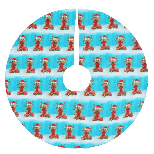 Cocker Spaniel in sneeuw met kerstcadeaus Kerstboom Rok (Voorkant)