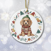 Cocker Spaniel in Winter Sweater Kerstmis Keramisch Ornament