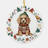 Cocker Spaniel in Winter Sweater Kerstmis Keramisch Ornament (Voorkant)