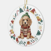 Cocker Spaniel in Winter Sweater Kerstmis Keramisch Ornament (Links)