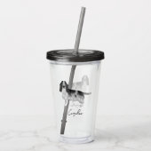 Cocker Spaniel in Zwart en Wit & Aangepaste naam Acryl Drinkbeker (Achterkant)