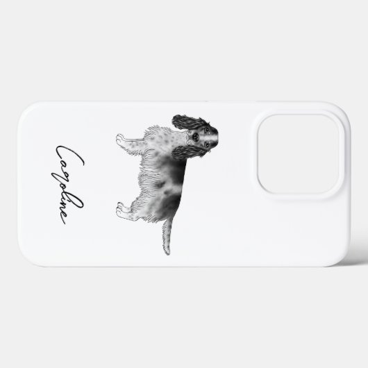 Cocker Spaniel in zwart en wit & aangepaste naam Case-Mate iPhone Case (Achterkant (horizontaal))
