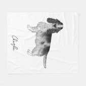 Cocker Spaniel in zwart en wit & aangepaste naam Fleece Deken (Voorkant (Horizontaal))