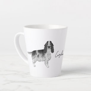 Cocker Spaniel in zwart en wit & aangepaste naam Latte Mok