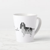 Cocker Spaniel in zwart en wit & aangepaste naam Latte Mok (Rechterhoek)