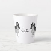 Cocker Spaniel in zwart en wit & aangepaste naam Latte Mok (Voorkant)