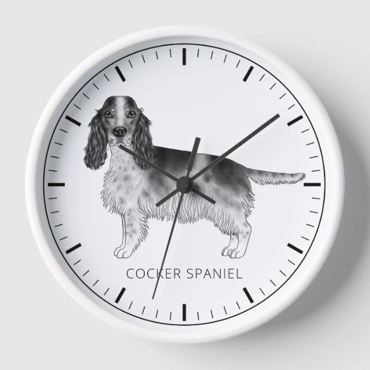 Cocker Spaniel in zwart en wit & aangepaste tekst (Voorkant)