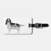 Cocker Spaniel in zwart en wit & aangepaste tekst Bagagelabel (Voorkant horizontaal)