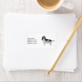 Cocker Spaniel in zwart en wit & aangepaste tekst Etiket (Insitu)
