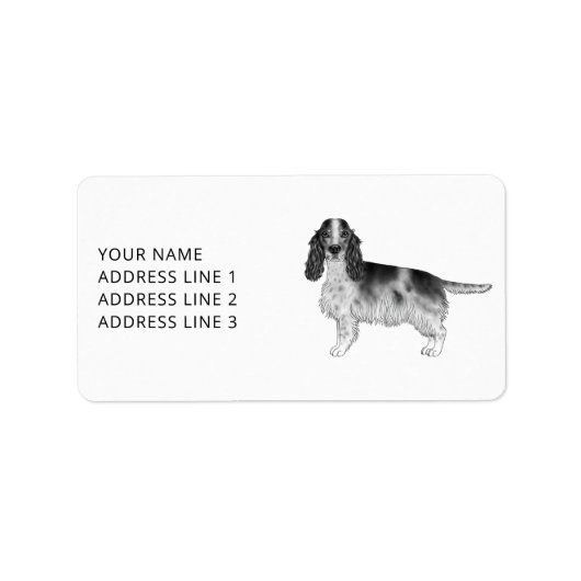 Cocker Spaniel in zwart en wit & aangepaste tekst Etiket (Voorkant)