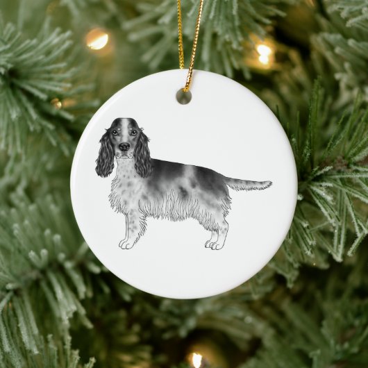 Cocker Spaniel in zwart en wit & aangepaste tekst Keramisch Ornament (Boom)