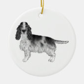 Cocker Spaniel in zwart en wit & aangepaste tekst Keramisch Ornament (Voorkant)