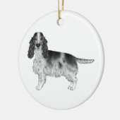 Cocker Spaniel in zwart en wit & aangepaste tekst Keramisch Ornament (Links)