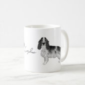 Cocker Spaniel in zwart en wit & aangepaste tekst Koffiemok (Voorkant rechts)