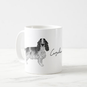 Cocker Spaniel in zwart en wit & aangepaste tekst Koffiemok