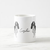 Cocker Spaniel in zwart en wit & aangepaste tekst Koffiemok (Center)