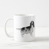 Cocker Spaniel in zwart en wit & aangepaste tekst Koffiemok (Links)
