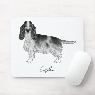 Cocker Spaniel in zwart en wit & aangepaste tekst Muismat