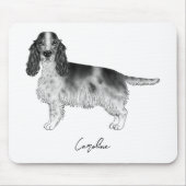 Cocker Spaniel in zwart en wit & aangepaste tekst Muismat (Voorkant)