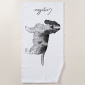 Cocker Spaniel in zwart en wit & aangepaste tekst Strandlaken (Voorkant)