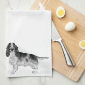 Cocker Spaniel in zwart en wit & aangepaste tekst Theedoek (Quarter Fold)