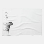Cocker Spaniel in zwart en wit & aangepaste tekst Theedoek (Horizontaal)