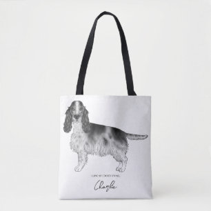 Cocker Spaniel in zwart en wit & aangepaste tekst Tote Bag