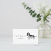 Cocker Spaniel in zwart en wit & aangepaste tekst Visitekaartje (Staand voorkant)