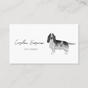 Cocker Spaniel in zwart en wit & aangepaste tekst Visitekaartje