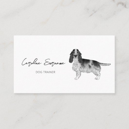 Cocker Spaniel in zwart en wit & aangepaste tekst Visitekaartje (Voorkant)