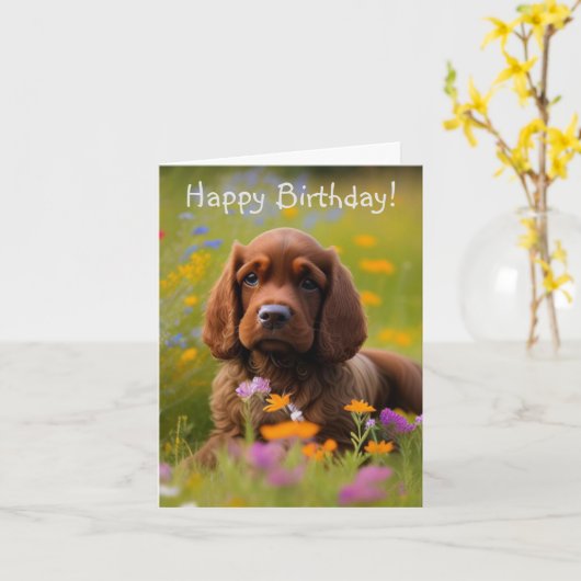 Cocker Spaniel Kaart (Gele Bloem)