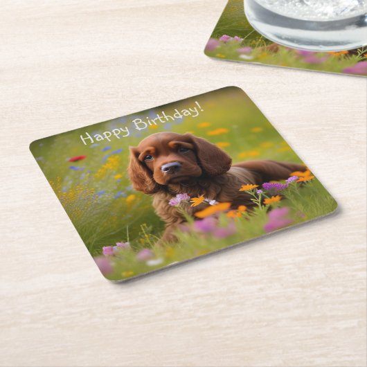 Cocker Spaniel Kartonnen Onderzetters (Schuin)