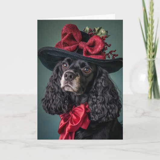 Cocker Spaniel Kerst Elegante Victoriaanse Hond Feestdagen Kaart (Voorkant)