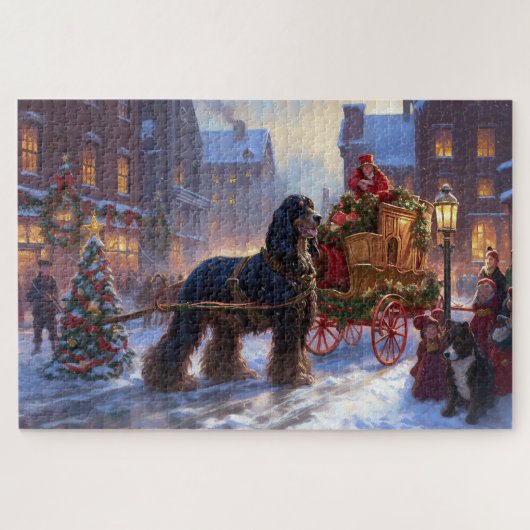 Cocker Spaniel Kerst Feestelijke Periode Legpuzzel (Horizontaal)