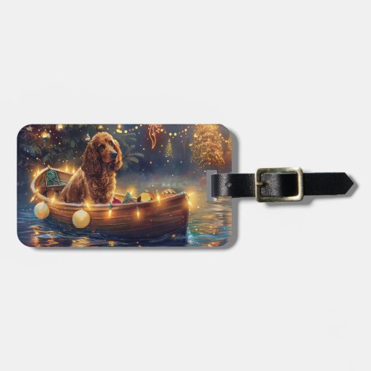 Cocker Spaniel Kerst Feestelijke Reis Bagagelabel (Voorkant horizontaal)