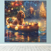 Cocker Spaniel Kerst Feestelijke Reis Canvas Afdruk (Insitu (Houten vloer))
