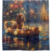 Cocker Spaniel Kerst Feestelijke Reis Douchegordijn (Voorkant)