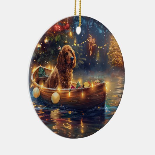 Cocker Spaniel Kerst Feestelijke Reis Keramisch Ornament (Rechts)