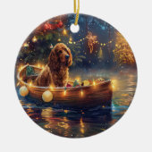 Cocker Spaniel Kerst Feestelijke Reis Keramisch Ornament (Voorkant)