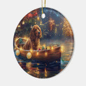 Cocker Spaniel Kerst Feestelijke Reis Keramisch Ornament (Links)
