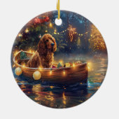 Cocker Spaniel Kerst Feestelijke Reis Keramisch Ornament (Achterkant)